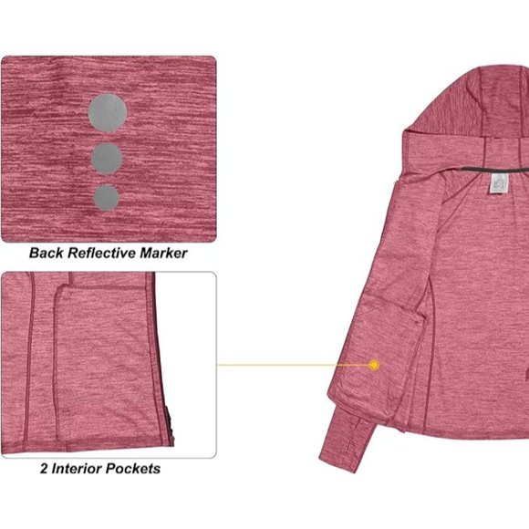 Must-Sell: Dasawamedh Women's Running Jacket - Full Zip, Thumb Holes - Tango Red - Picture 7 of 7